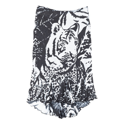 Roberto Cavalli CLASS Tiger Print Black/Blue Midi Skirt