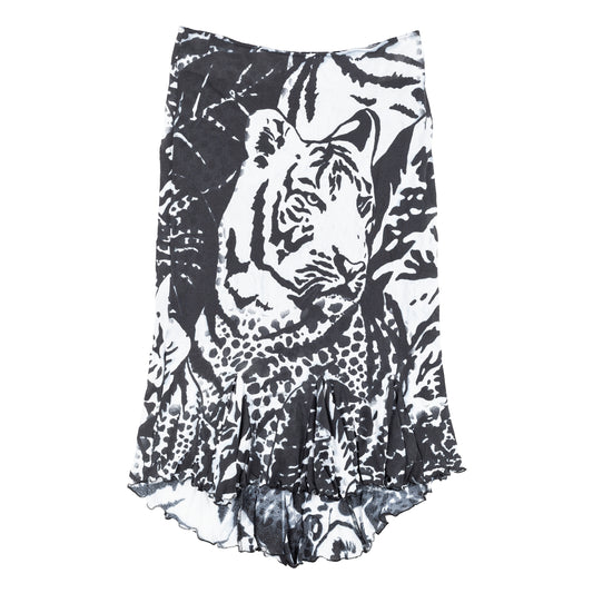 Roberto Cavalli CLASS Tiger Print Black/Blue Midi Skirt