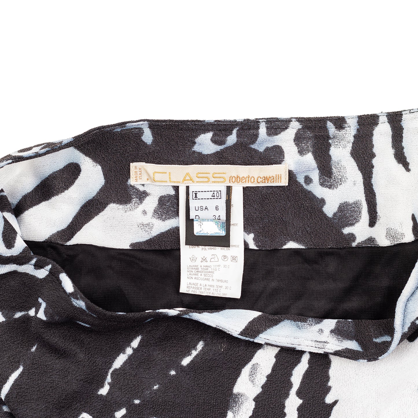 Roberto Cavalli CLASS Tiger Print Black/Blue Midi Skirt