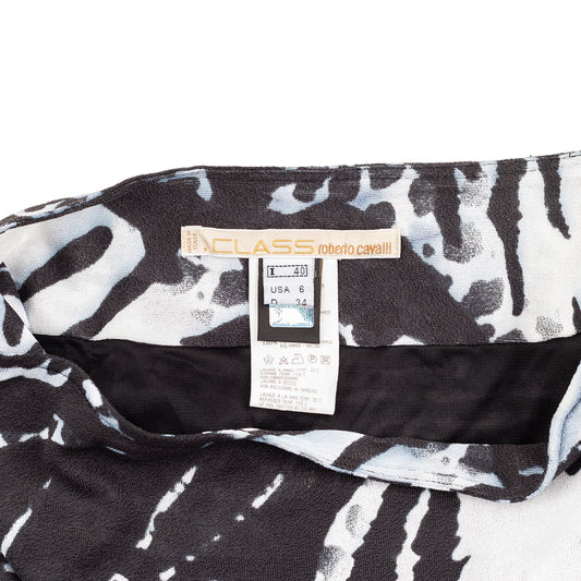 Roberto Cavalli CLASS Tiger Print Black/Blue Midi Skirt