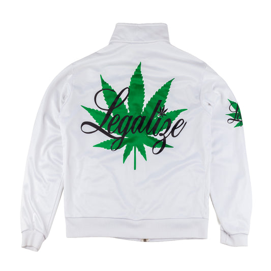 Vintage Mary Jane Pot Leaf White Track Jacket