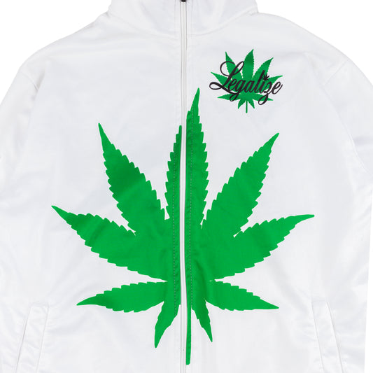 Vintage Mary Jane Pot Leaf White Track Jacket