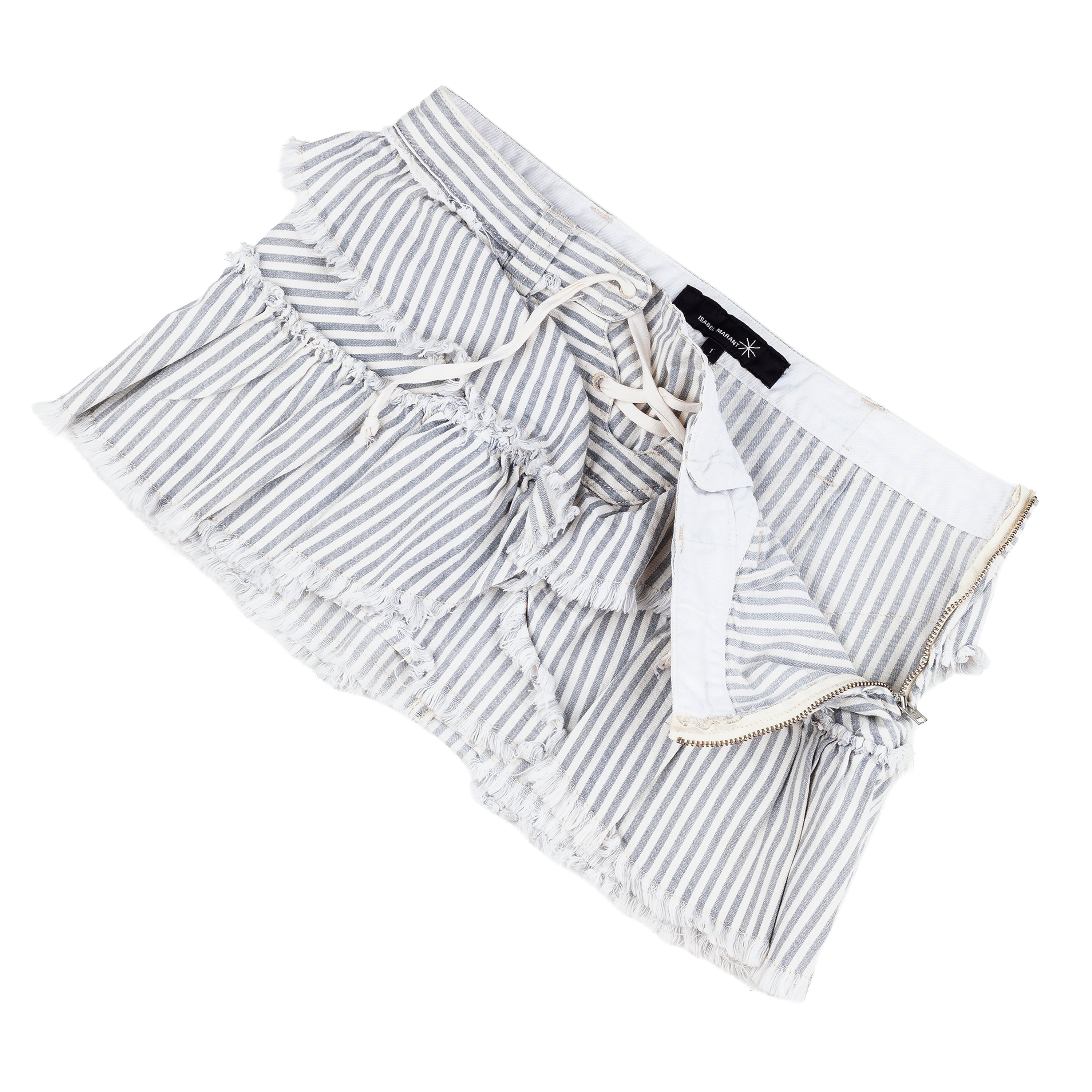 Isabel Marant Blue Striped Ruffled Mini Skirt