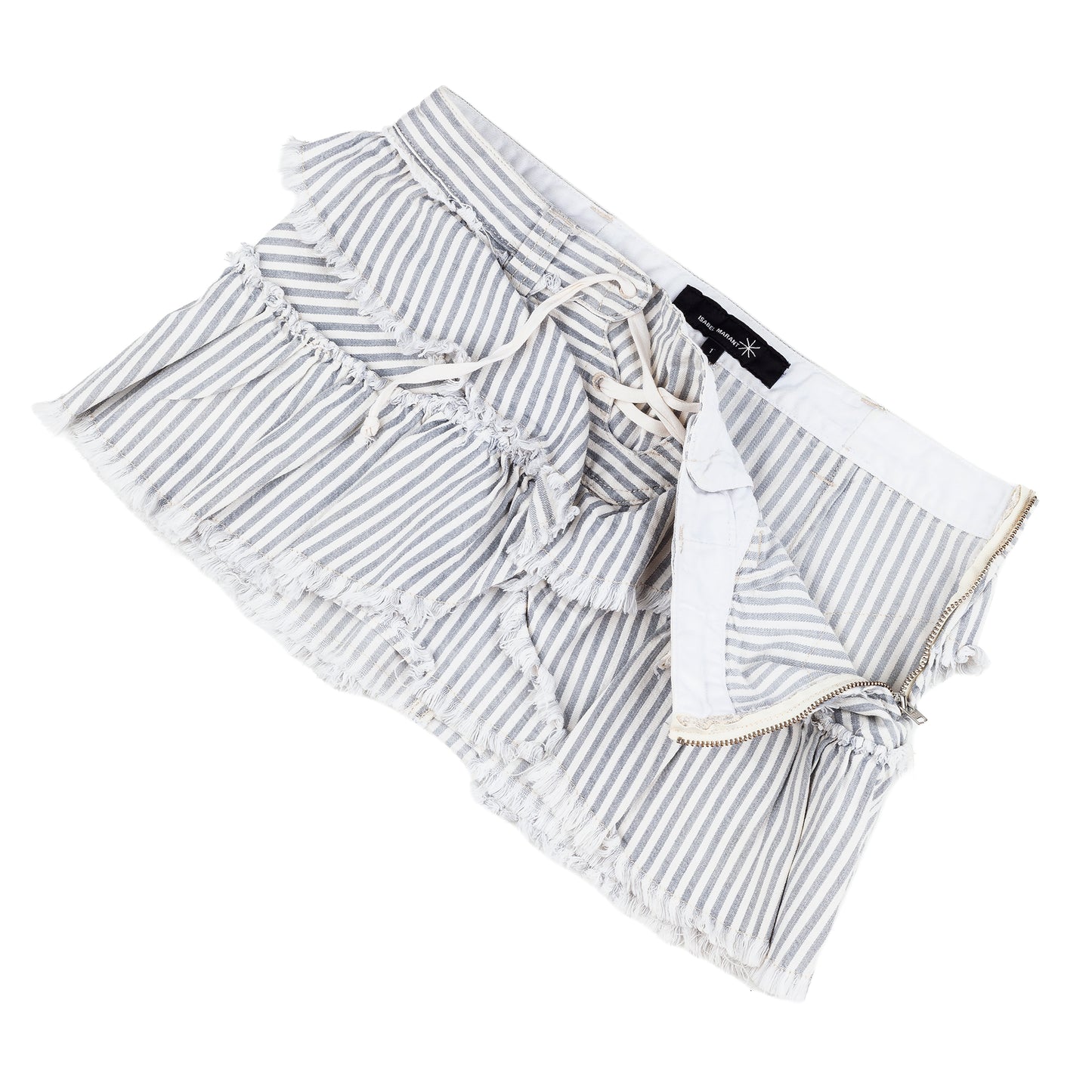Isabel Marant Blue Striped Ruffled Mini Skirt