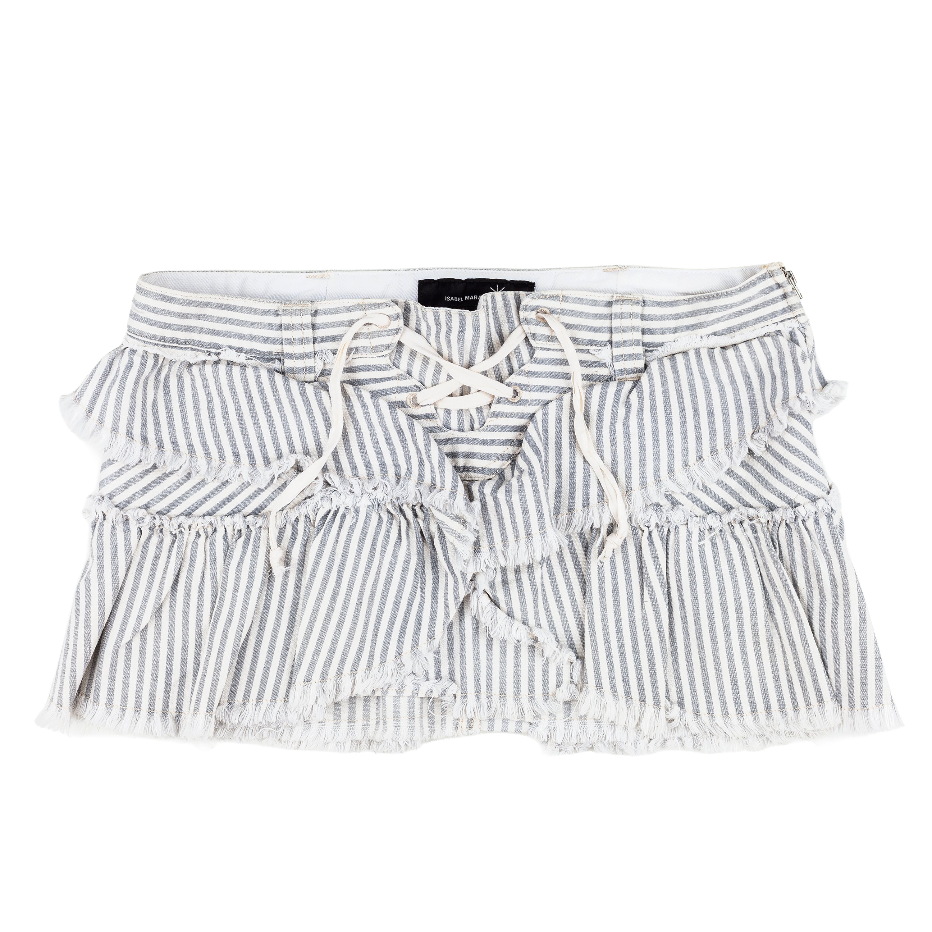 Isabel Marant Blue Striped Ruffled Mini Skirt