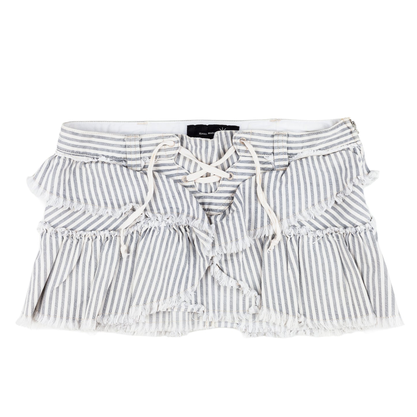 Isabel Marant Blue Striped Ruffled Mini Skirt
