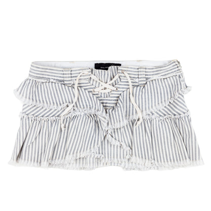 Isabel Marant Blue Striped Ruffled Mini Skirt