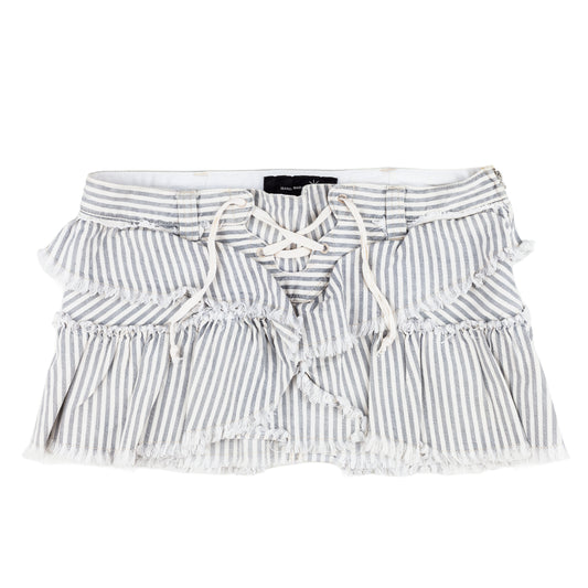 Isabel Marant Blue Striped Ruffled Mini Skirt