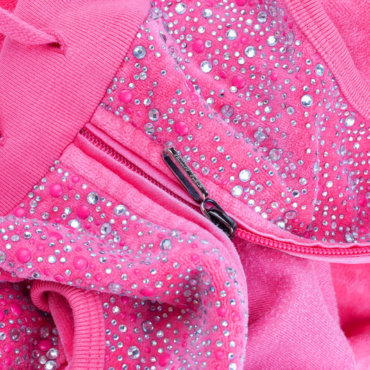 Philipp Plein Pink Crystal Detail Velvet Short Jumpsuit