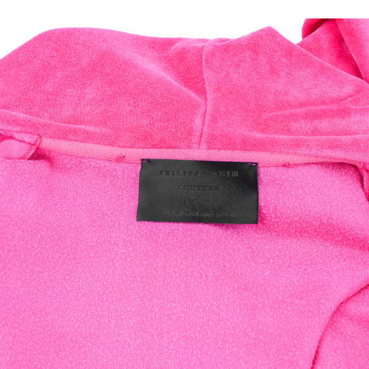 Philipp Plein Pink Crystal Detail Velvet Short Jumpsuit
