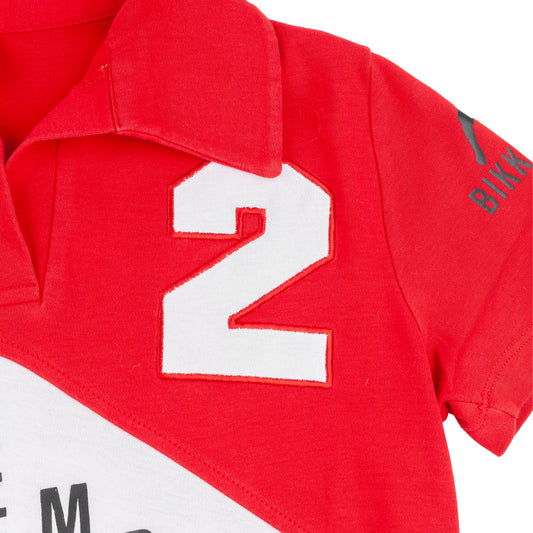 Dirk Bikkembergs White & Red Polo Short Sleeve Top