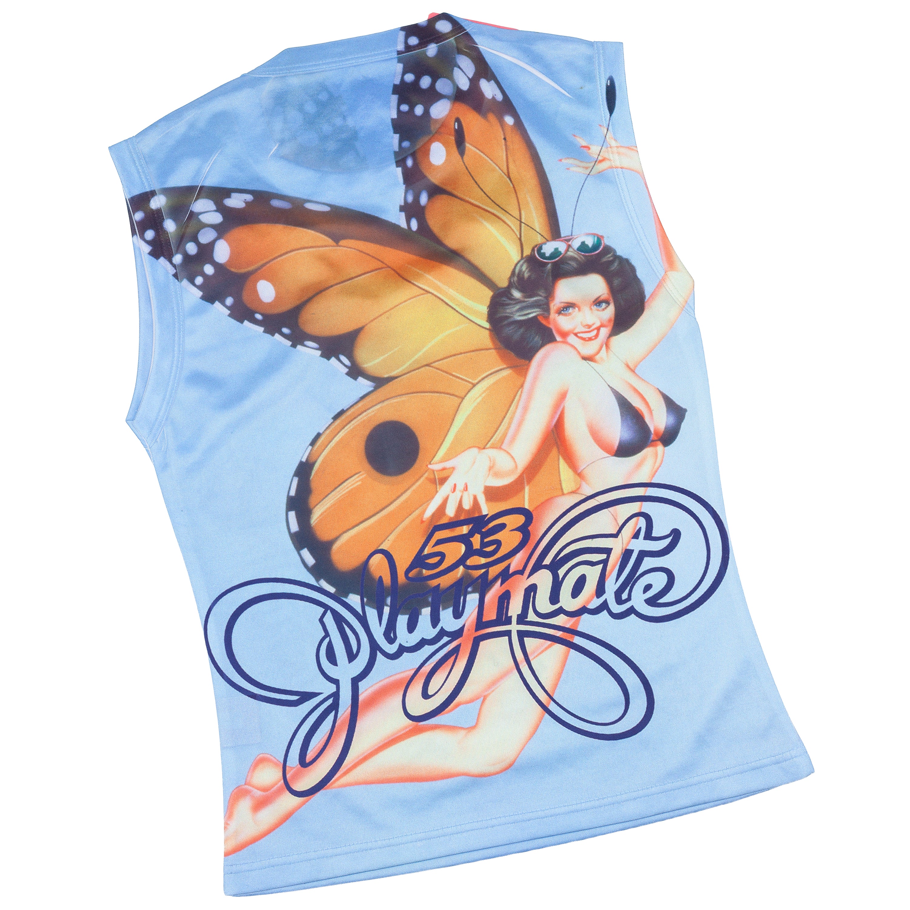 Playboy Playmate 2003 Vintage Blue Butterfly Print Tank Top