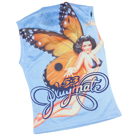 Playboy Playmate 2003 Vintage Blue Butterfly Print Tank Top