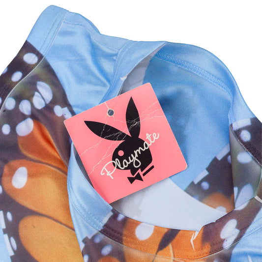 Playboy Playmate 2003 Vintage Blue Butterfly Print Tank Top