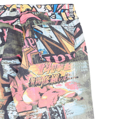 Roberto Cavalli Angels Graffiti Comic Printed Pants
