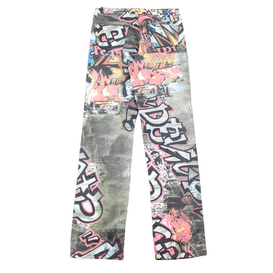 Roberto Cavalli Angels Graffiti Comic Printed Pants