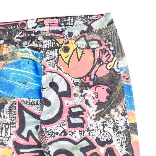 Roberto Cavalli Angels Graffiti Comic Printed Pants