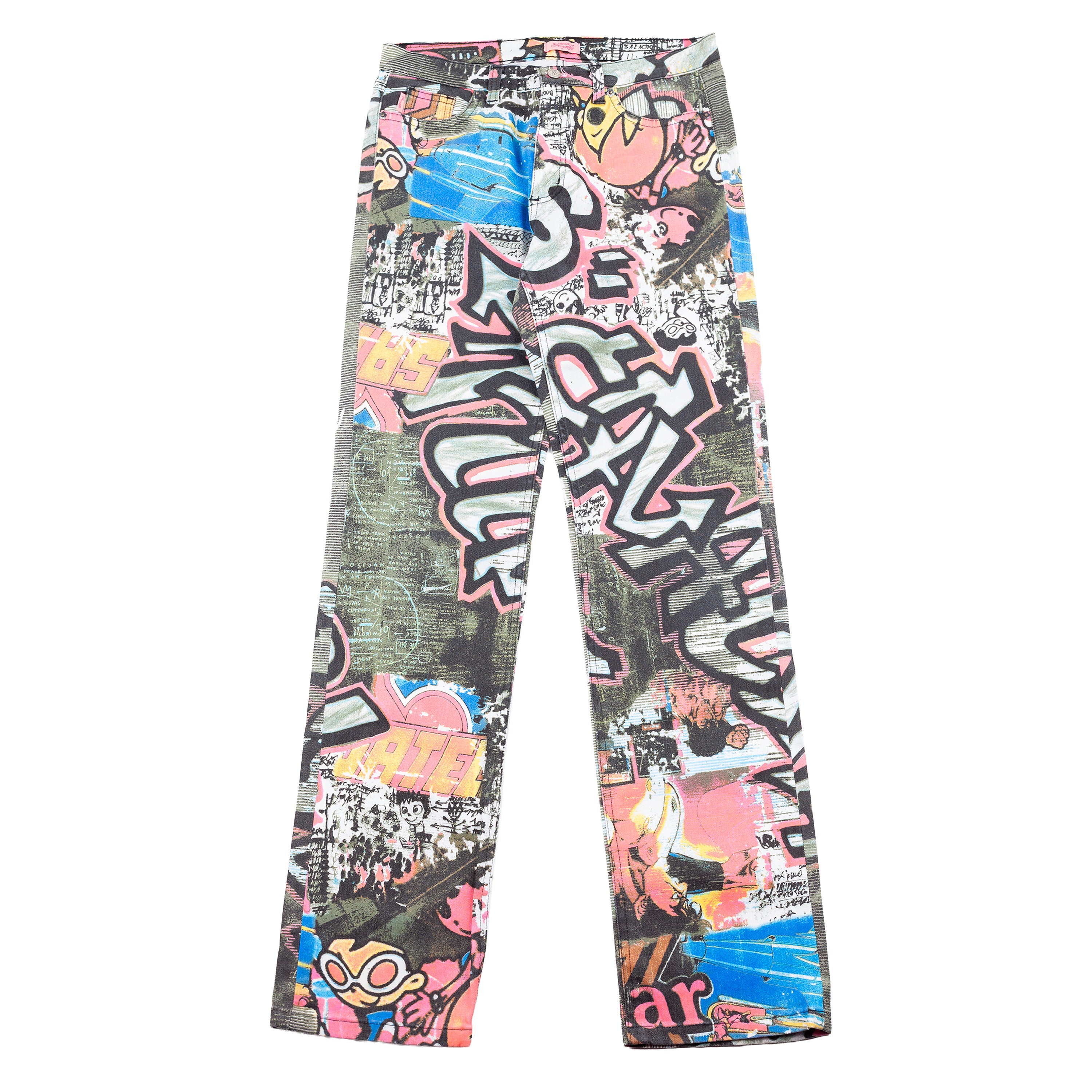 Roberto Cavalli Angels Graffiti Comic Printed Pants
