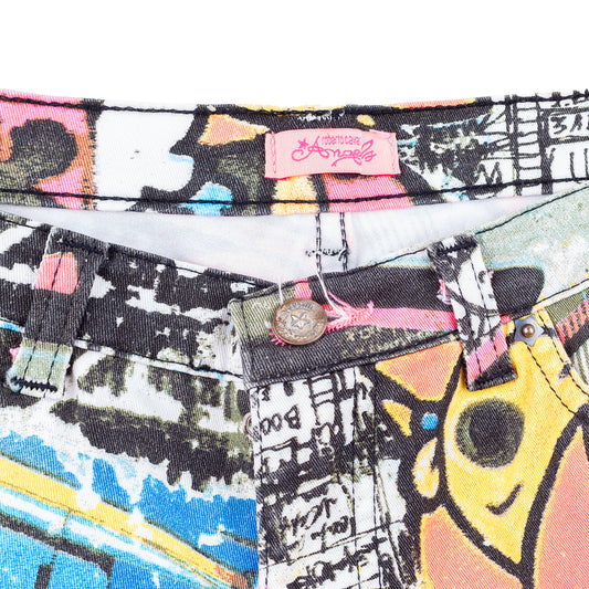 Roberto Cavalli Angels Graffiti Comic Printed Pants
