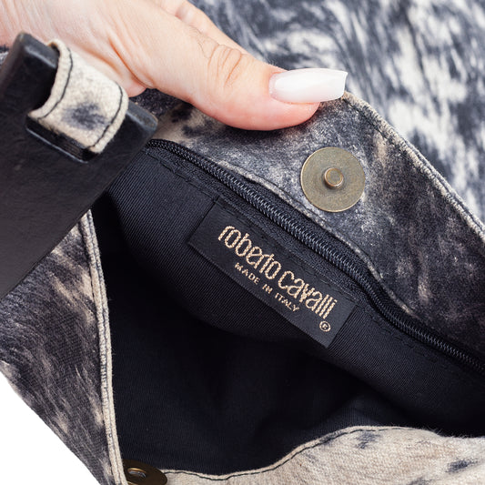 Roberto Cavalli Animal Print Faux Fur Trim Bag