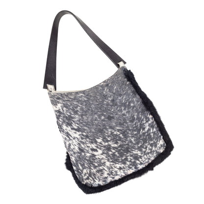 Roberto Cavalli Animal Print Faux Fur Trim Bag