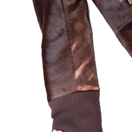 Versace Dark Brown Pony Hair Lace-Back Bomber Jacket