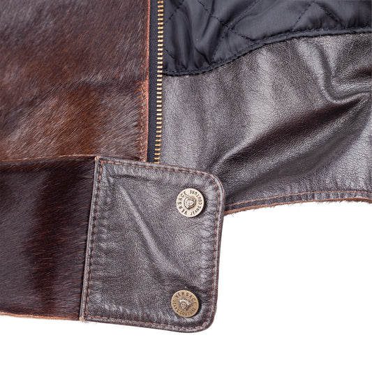 Versace Dark Brown Pony Hair Lace-Back Bomber Jacket