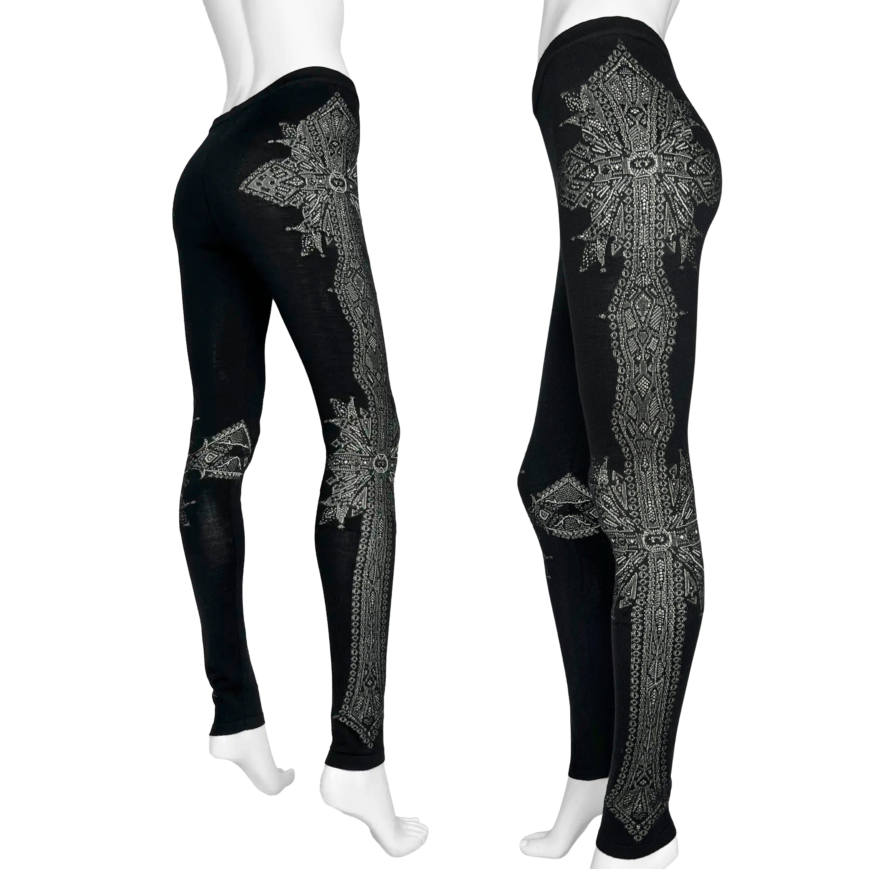 Rare Alexander McQueen FW2010 Black Wool Cross Leggings