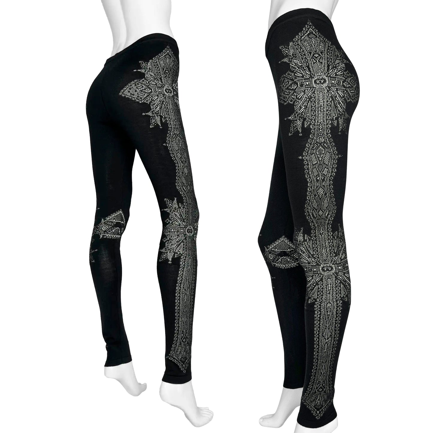 Rare Alexander McQueen FW2010 Black Wool Cross Leggings
