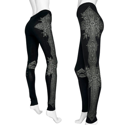 Rare Alexander McQueen FW2010 Black Wool Cross Leggings