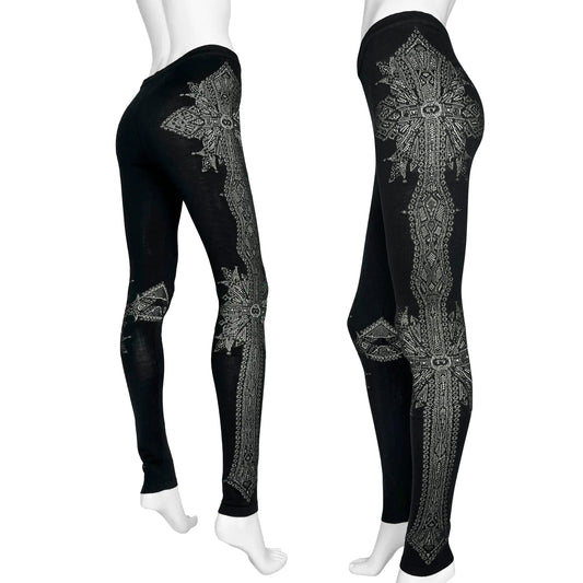 Rare Alexander McQueen FW2010 Black Wool Cross Leggings