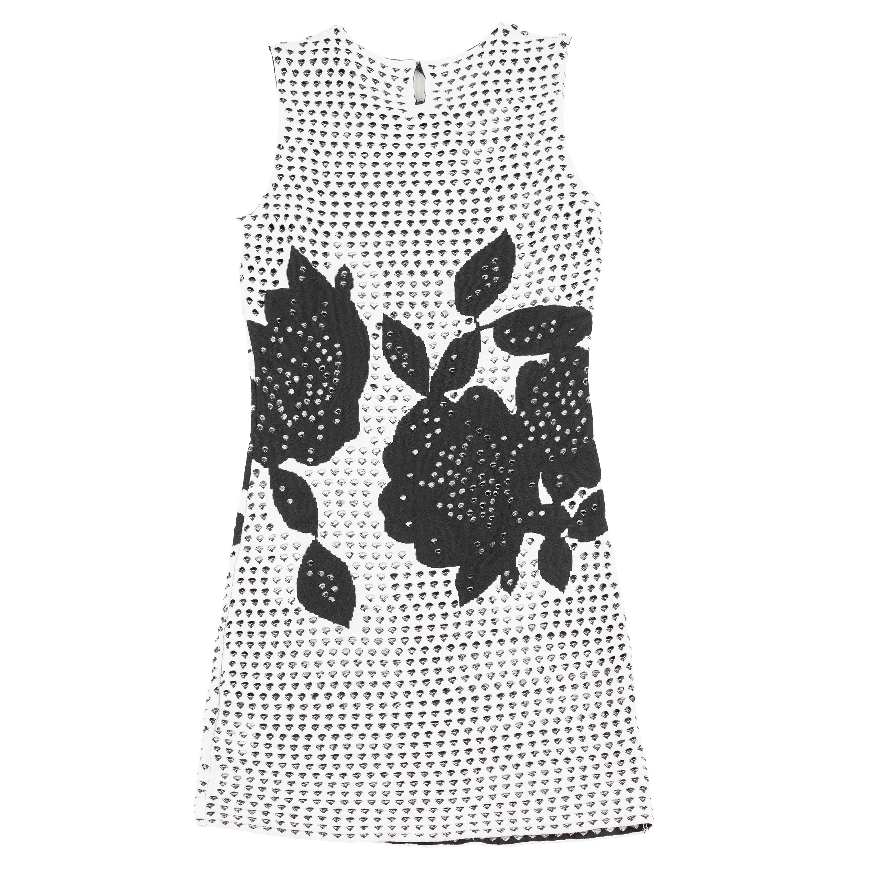 Salvatore Ferragamo Black & White Holes Mini Dress