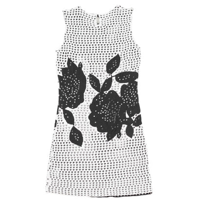 Salvatore Ferragamo Black & White Holes Mini Dress
