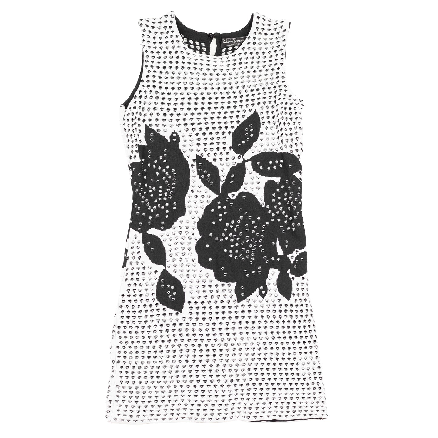 Salvatore Ferragamo Black & White Holes Mini Dress