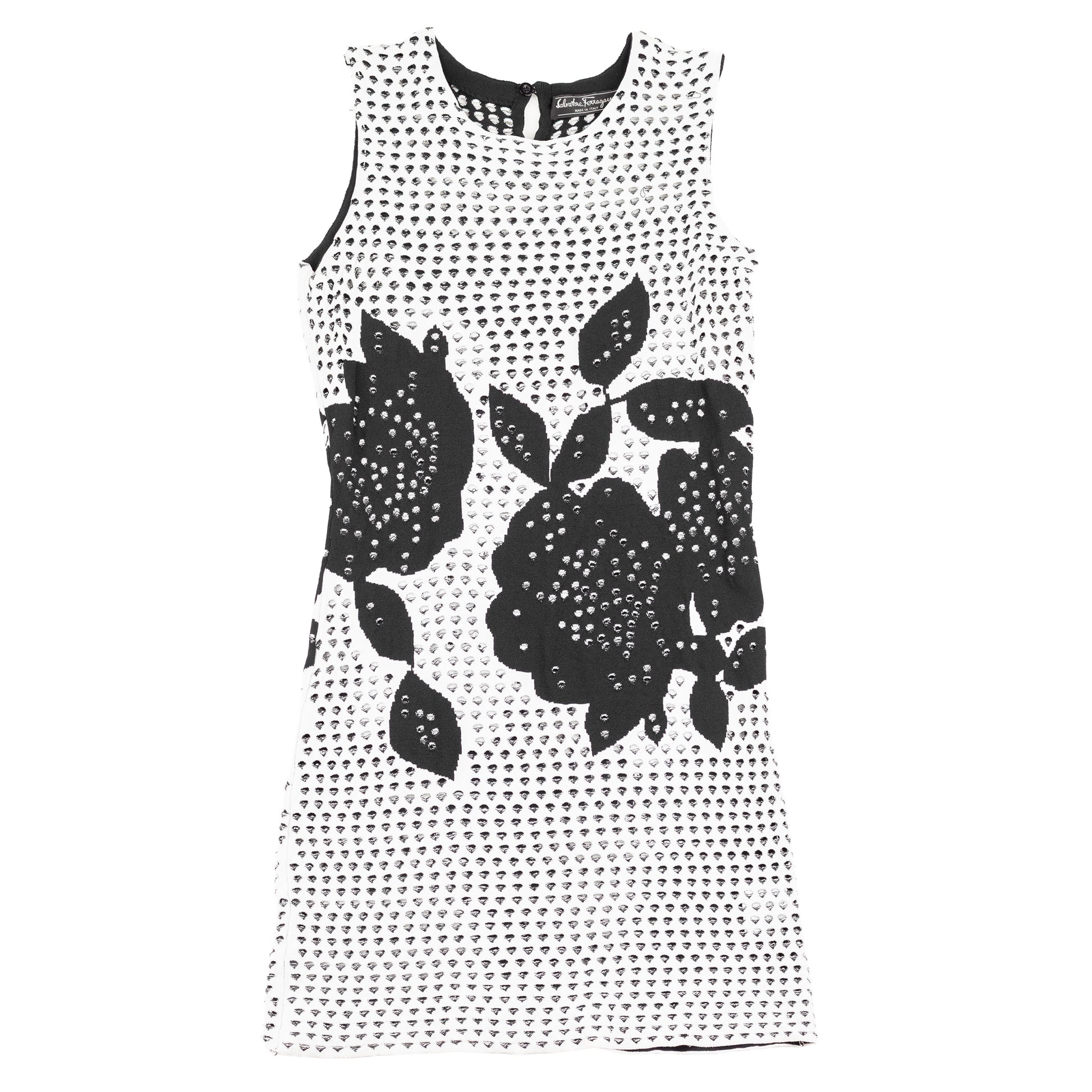 ferragamo mini dress Salvatore Ferragamo Black & White Holes Mini Dress – VOODOO WAREHOUSE