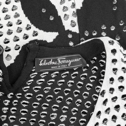 Salvatore Ferragamo Black & White Holes Mini Dress