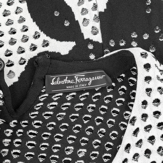 Salvatore Ferragamo Black & White Holes Mini Dress
