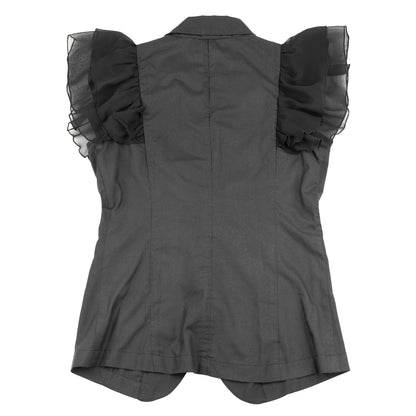 Marc Jacobs Black Ruffled Sleeves Vest Top