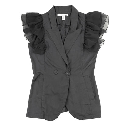Marc Jacobs Black Ruffled Sleeves Vest Top