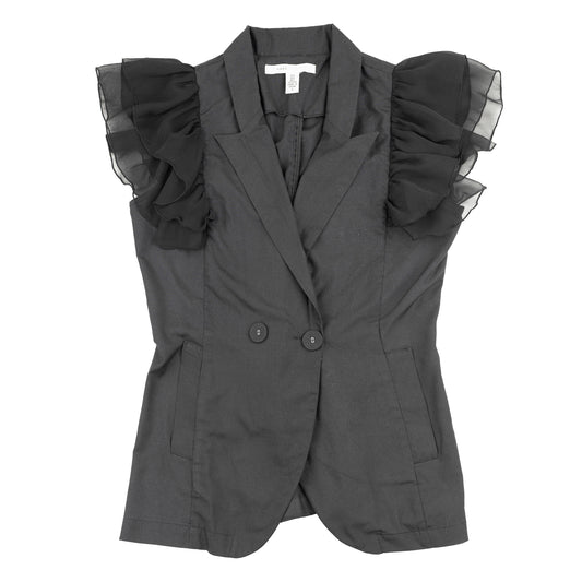 Marc Jacobs Black Ruffled Sleeves Vest Top