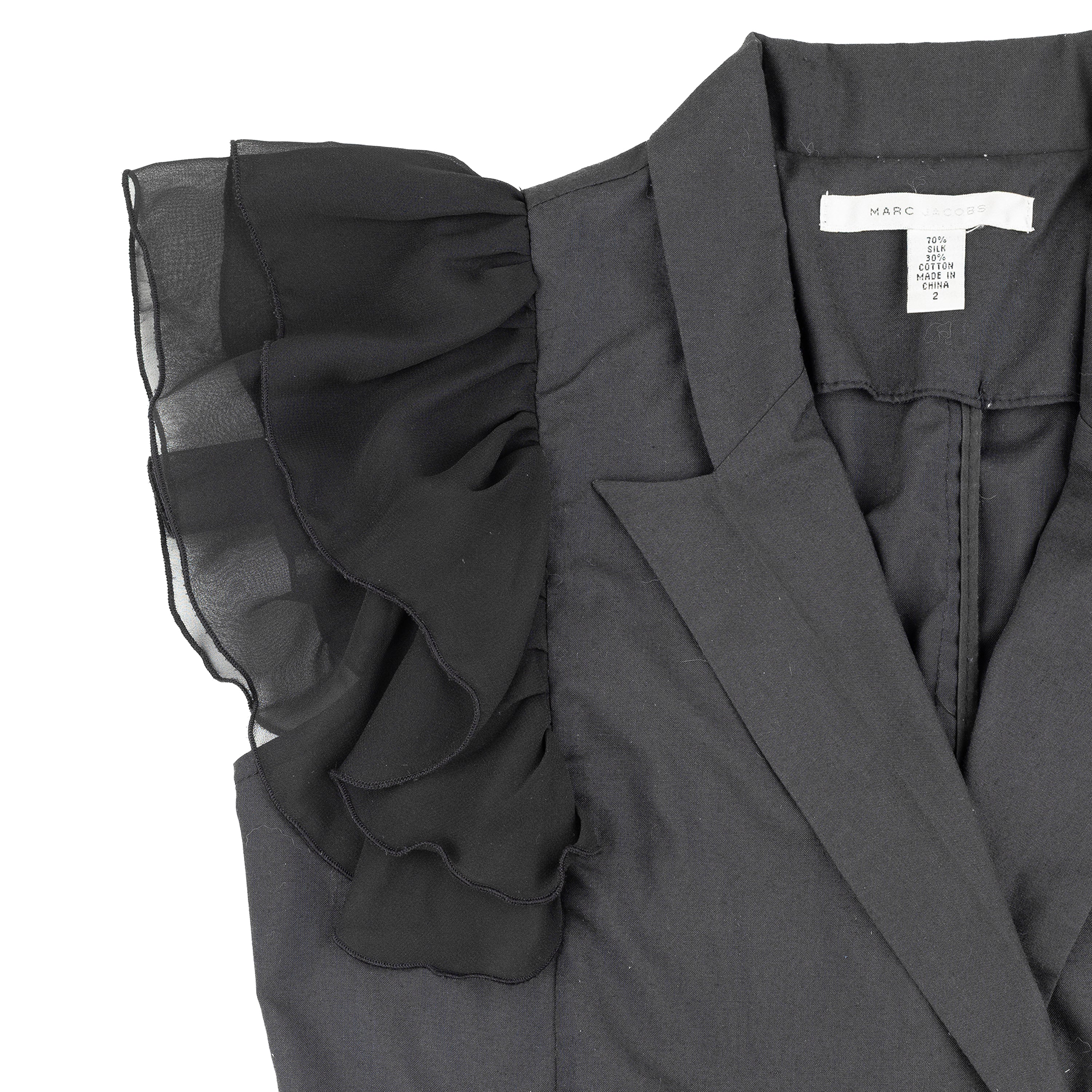 Marc Jacobs Black Ruffled Sleeves Vest Top