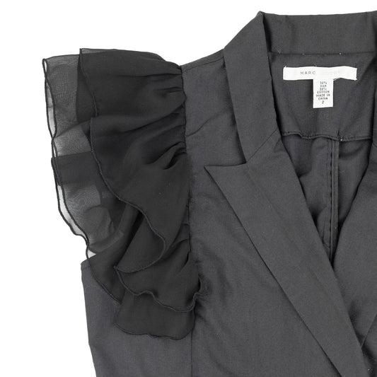 Marc Jacobs Black Ruffled Sleeves Vest Top
