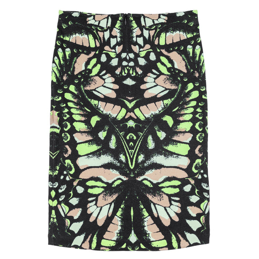 Alexander McQueen Butterfly Print Adjusted Midi Skirt