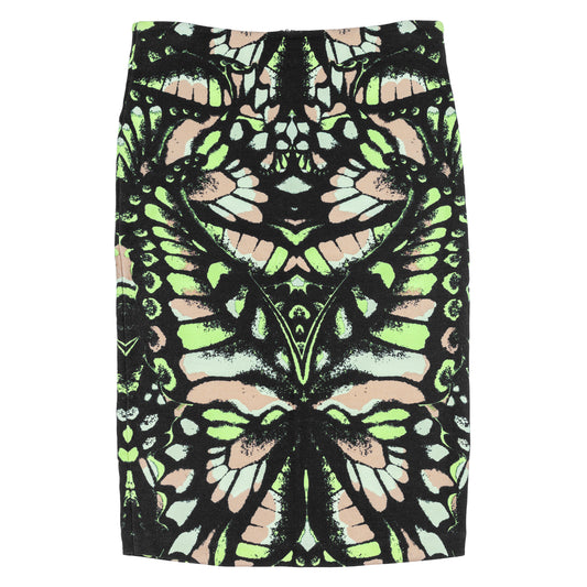 Alexander McQueen Butterfly Print Adjusted Midi Skirt