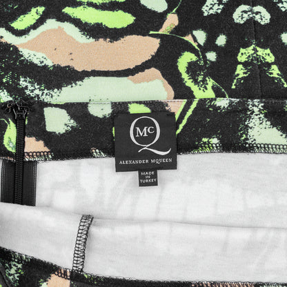 Alexander McQueen Butterfly Print Adjusted Midi Skirt