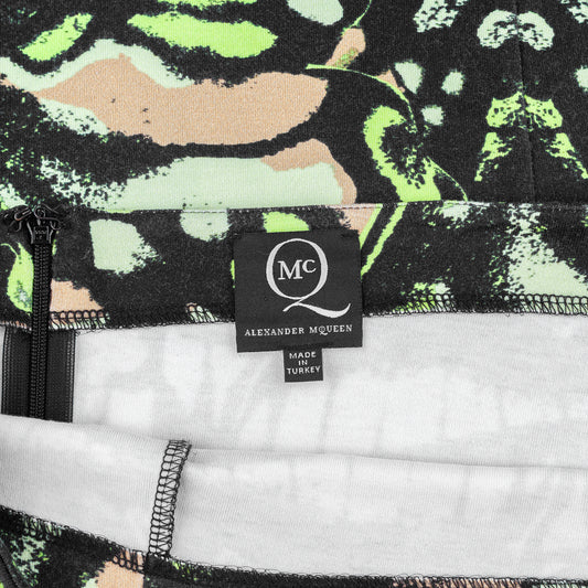 Alexander McQueen Butterfly Print Adjusted Midi Skirt