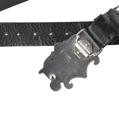 Diesel Vintage "777" Purple Glitter Buckle Black Leather Belt