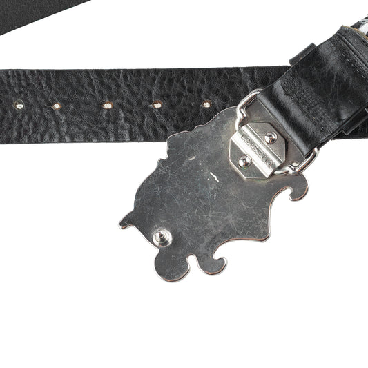 Diesel Vintage "777" Purple Glitter Buckle Black Leather Belt