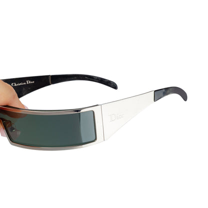 Christian Dior "Dior Punk" Silver Shield Sunglasses 3Y6W7