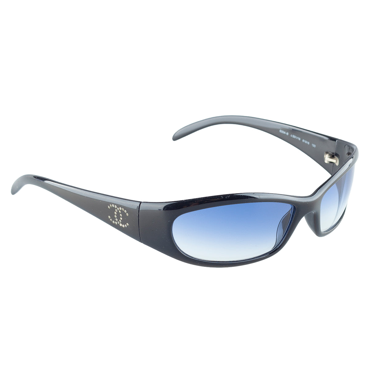Chanel 6004-B Black Wrap Rhinestone Sunglasses